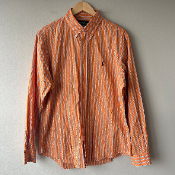 Ralph Lauren Other - Polo Ralph Lauren Classic Fit Striped Button-Down Orange Shirt Men’s Large